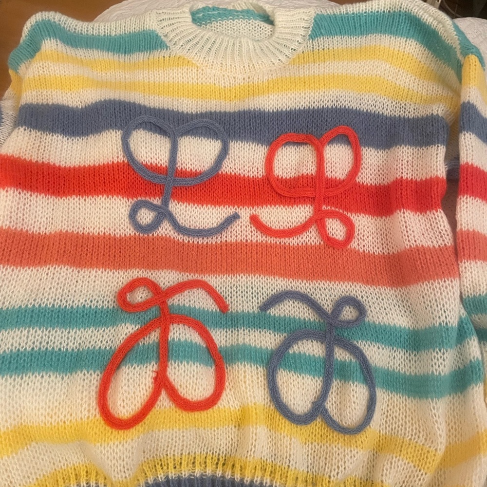 Multicolor Striped Knit Sweater with Playful Loop Embellishments